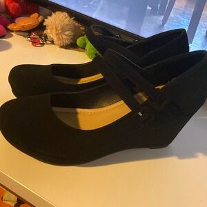 mary jane black wedges, new